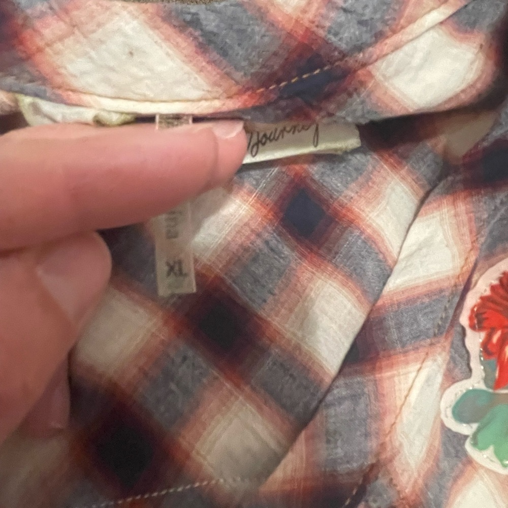 Aratta Plaid Maxi Dress with Floral Embroidery - Burgundy, Cream, Teal, Red - Picture 3 of 4